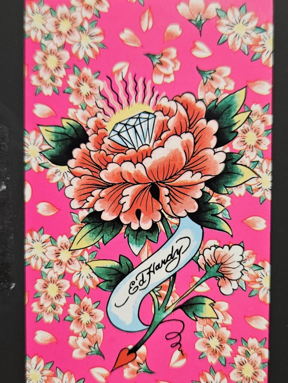 Ed Hardy Beach Towel Pink Ring Diamond Flower Logo Travel Cruise 100% Cotton